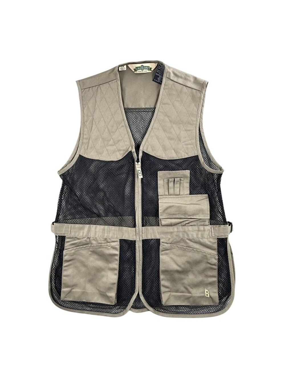 Bob Allen Vest Mens Medium Beige Quilted Mesh Shooting Full Zip Hunting Outdoor